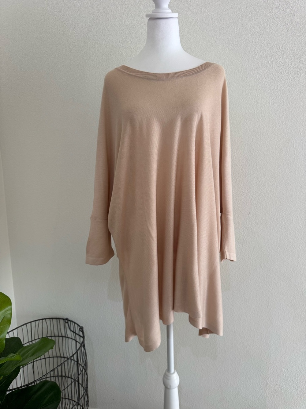 H&M Neutral Soft Pink Knit Tunic Sweater